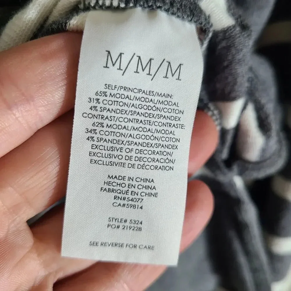 CAbi Size Medium Windward Striped Hooded Sweatshirt‎ Hoodie Gray White Nautical